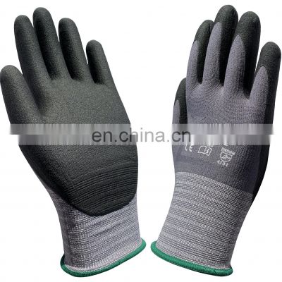 15 Gauge Nylon Wrapped Spandex Micro Foam Nitrile Coated Garden Work Gloves
