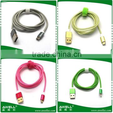 Colored flat Micro USB cable V8 cable/Micro V8 USB 2.0 3.0 Charger Data V8 cable/Newest V8 metal USB cable