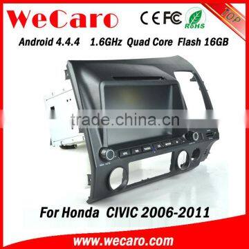 Wecaro android 4.4.4 car radio Wholesales 8" for honda civic multimedia Wifi&3G right hand drive 2006 - 2011