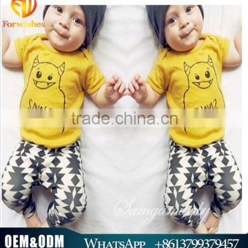 2016 Hot Stylish Summer Kids Clothing Sets Infant Toddler Boys Children Clothes Sets Fashion Kids Yellow 100% Cotton Casual Sets