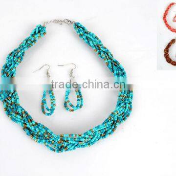 Hot Styles Seedbeads Handmade Necklace And Earring Set For The Year Of 2014