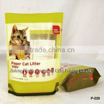 stand up cat litter food bag with zipper