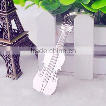 Silver Violin Shape Musical Bottle Opener Keychain for gifts
