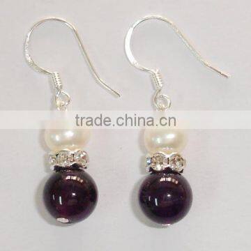Fwpear earring with amethyst 925 silver