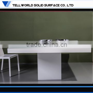 2015 artificial stone top white glossy 4 seaters dining tables designs