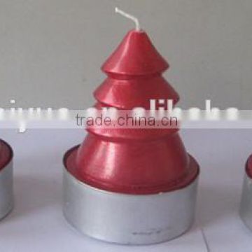 red Christmas tree candle