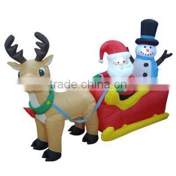 Inflatable Santa and Snowman on Sleigh with Lights/inflatable Santa With Reindeer