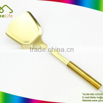 High quality gold color Stainless Steel cooking kitchen utensils frying solid turner