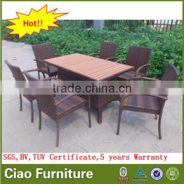 Leisure 6 people wicker dining furniture restaurant table chair