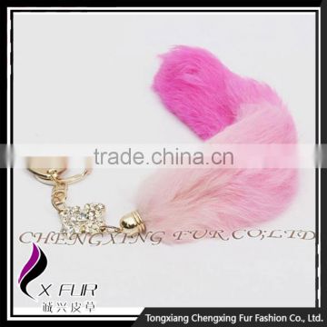 CX-R-40B Best Selling Wholesale Key Chain Dip Dyeing Rabbit Fur Keychain Ring