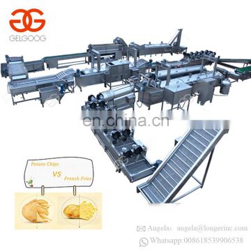 Manufacture of Electric Oil Water Frozen Lays Potato Chips Frying Making Machine Fingers French Fries Automatic Production Line