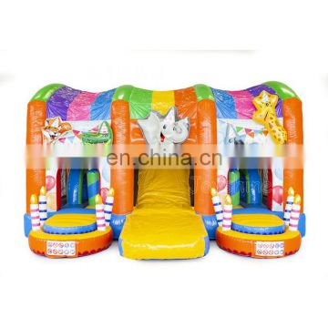 Large Animal World Party Jumpers Bounce House Inflatable Castle With 2 Slides