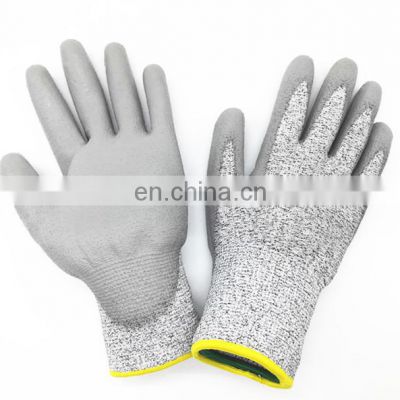 EN388 4543 Ansi Cut Level 4 HPPE Pu Coated Safety Work Cut Resistant Glove