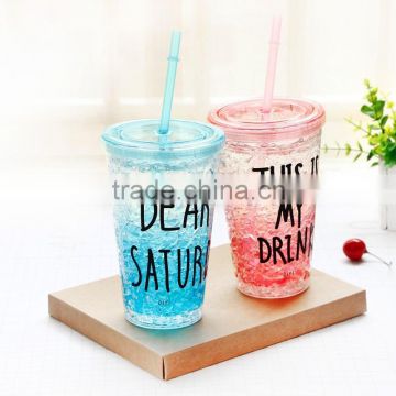Plastic Tumbler Cup with Lid and Straw
