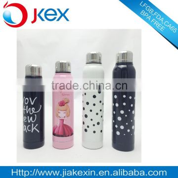 Double wall stainless steel small mouth thin body vacuum flask for ladies