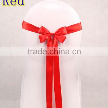 5cm width satin wedding chair sashes for chair covers, red colour