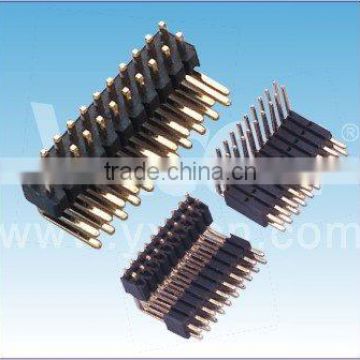 Right angle 1.27mm pitch dual row waved shape pin header connector