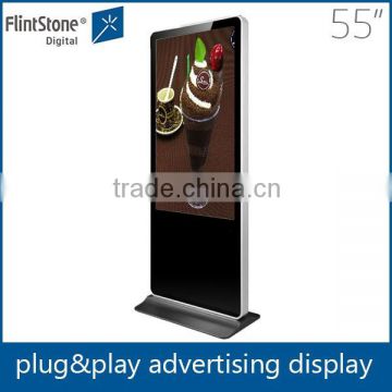 Flintstone 55 inch signage vertical flat screen, floor standing tft lcd full hd lcd panel, vertical LCD advertising monitor