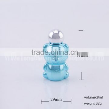 Colored Bear Shape Glass Liquid Bottle 8ml with Light Aluminum Cap