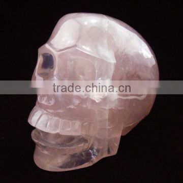 Natural Rose Quartz Openmouthed Skull for Christmas