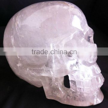 Natural Handmade Clear Crystal Skull With Hollow Chin