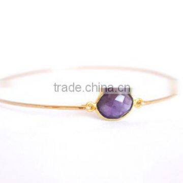 925 silver Amethyst Quartz Round Gemstone Bangle