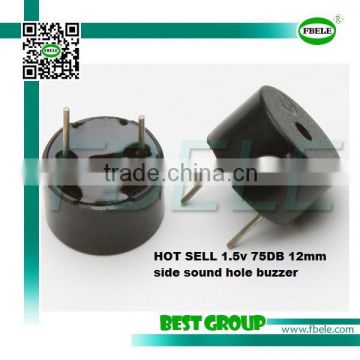 HOT SELL 1.5v 75DB 12mm side sound hole buzzer FBMB1275A3