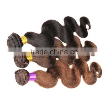 Ombre Peruvian Virgin Hair Body Wave 3 Pcs Lot Human Hair Extensions Bundles With Lace Closure two tone 1B#27 Blonde Hair Weave