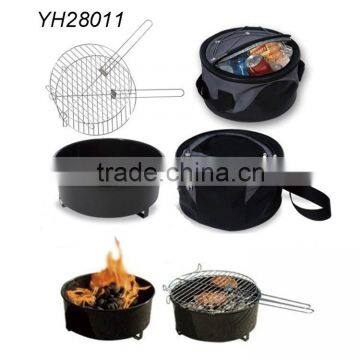 12" mini black charcoal grill with cooler bag