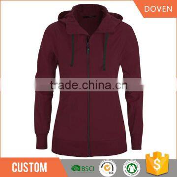 Wholesale winter fitness jacket hoodie with zipper for ladies