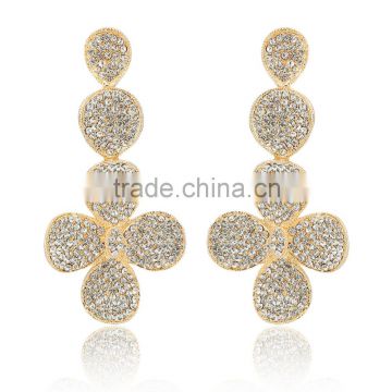 Sparkling white cubic zircon charm earring 18k yellow gold plated jewelry