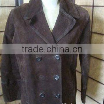 Sharp Dark Brown Woman's SUEDE Leather Coat