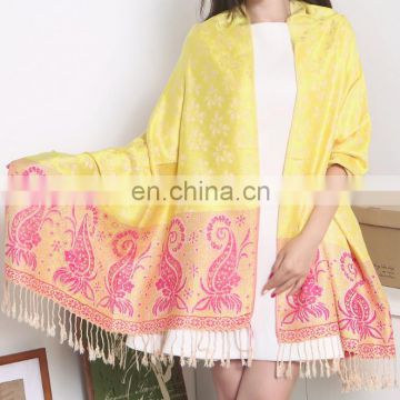 Cotton Polyester blending Plum blossom paisley shawl and cape wrap shawl