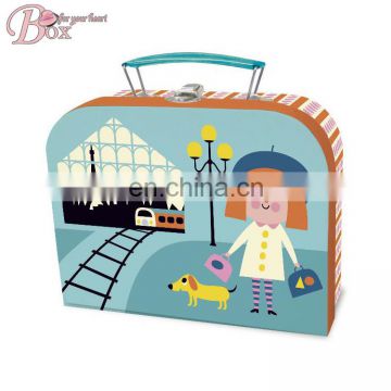 Kids Cardboard Suitcase Gift Box Paper Suitcase Box with Handle