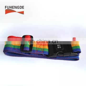 Promotional personalized Rainbow adjustable code lock luggage straps with handle