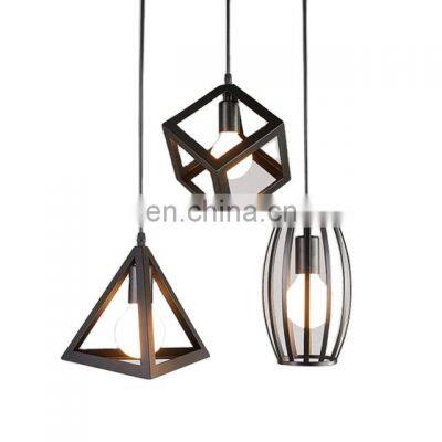 Industrial Metal Black Geometric Shape Pendant Lights E27 Decorative Lamp Fixture