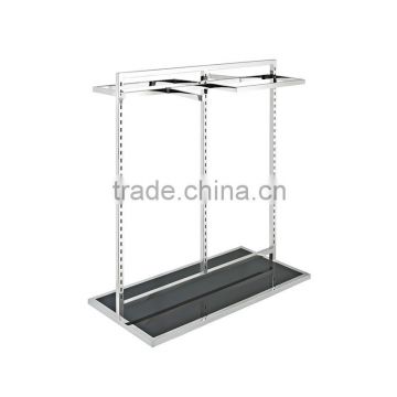 Stainless steel clothing display rail with under platform
