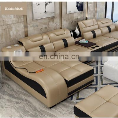 Italy White Leather Sofa Set Furniture USB charge wireless music player massage Living Room Sofas
