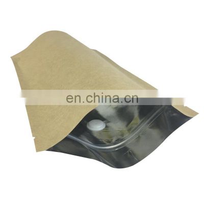 plain foil lined zipper stand up pouch food grade kraft paper bag with valve