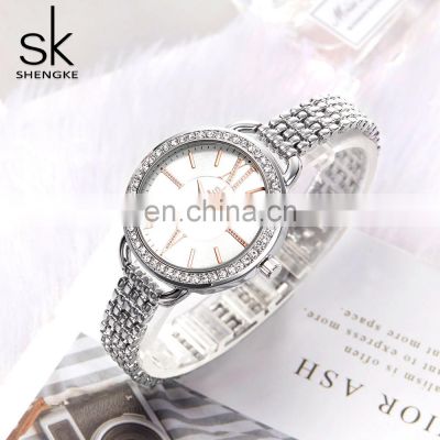 SHENGKE Bracelet Woman Wristwatches Nice Texture Sliver Wrist Watches Alloy Slim Band Bracelet Watch Branded Watches Ladies