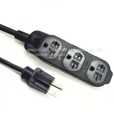 NEMA 6-15P & 6-15R 15A 250V  3-outlet Extension cord