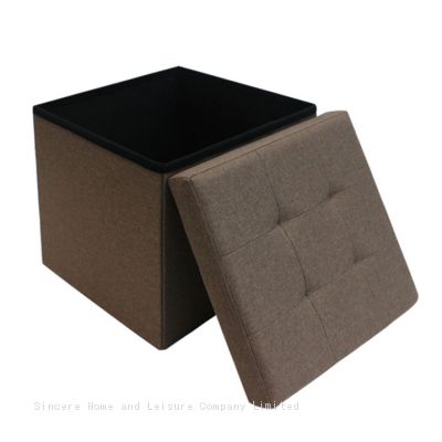 Foldable storage ottoman - Brown