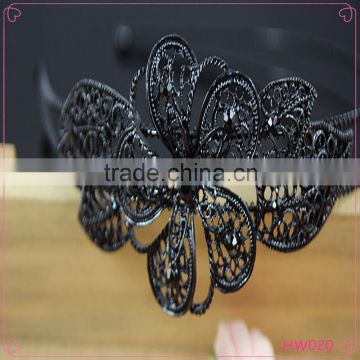 Vintage Antique Black Flower Headbands Hollow out Hair Band