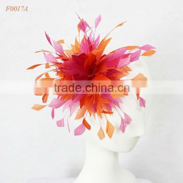 Orange and Fuschia feather comb hair accessories