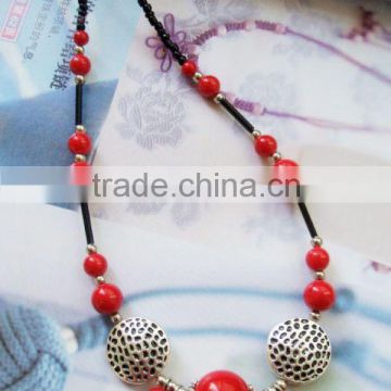 Fashion necklace red coral beads gemstone necklace jewelry