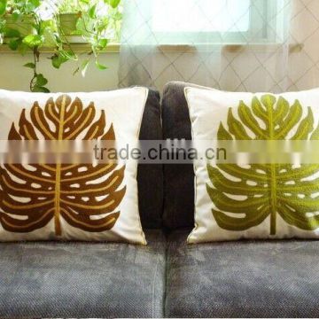 Fashional handmade 100%cotton towel embroidered cushion covers, small MOQ