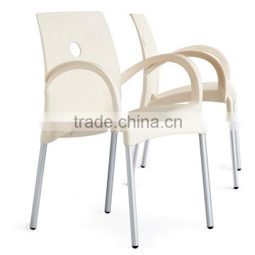 Simple new design bright colored plastic chair with arm