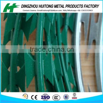 PVC COATED RAZOR WIRE DOUBLE CROSS AND WITH CLIPS