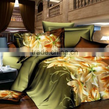 2015 hot sale 3d bedding set with big flowers bedding sheet with polyester / cotton for sale