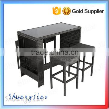 light weight water proof top quality outdoor wicker patio rattan bar stool table chair set
